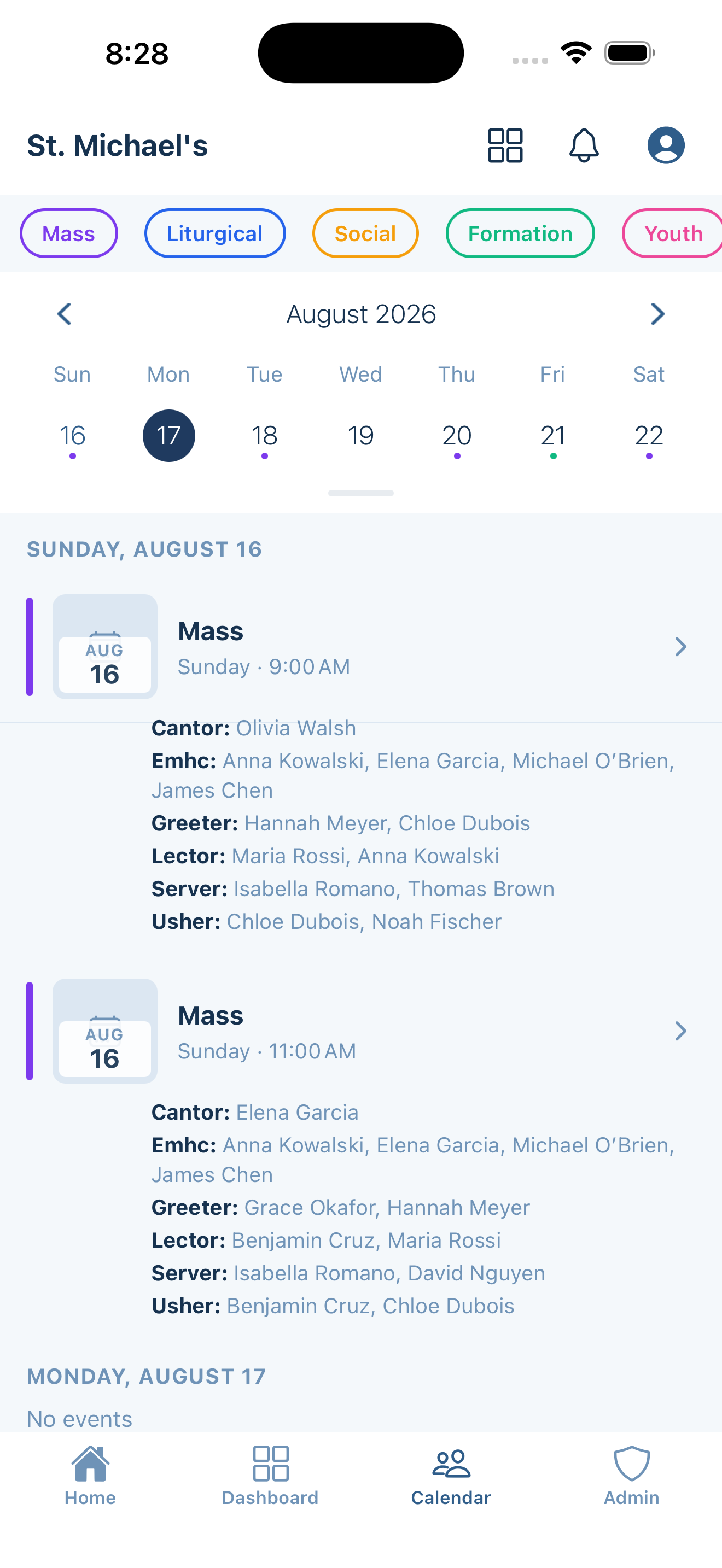Unitas — Events